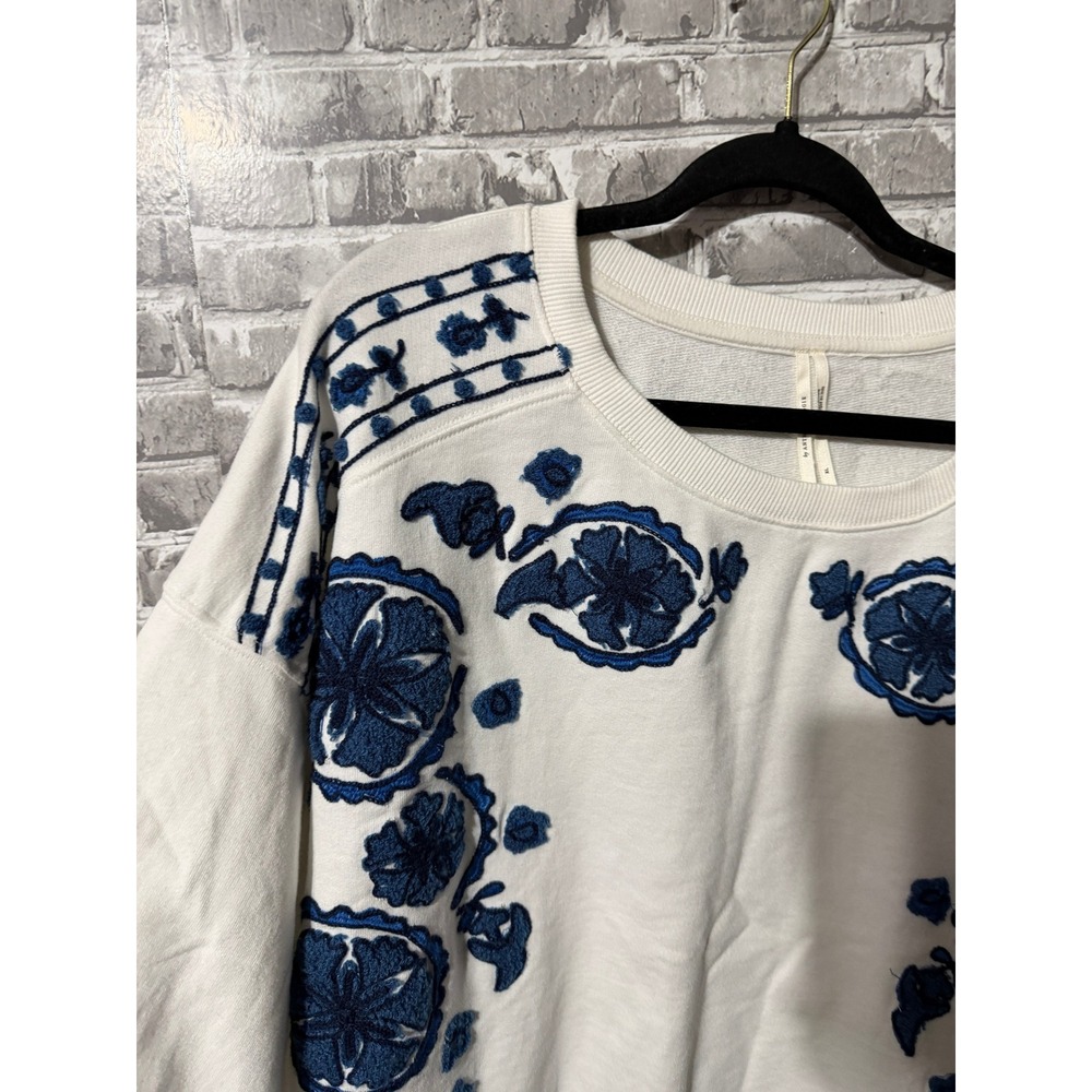 Anthropologie Long-Sleeve‎ Floral Embroidered Top - Picture 3 of 4